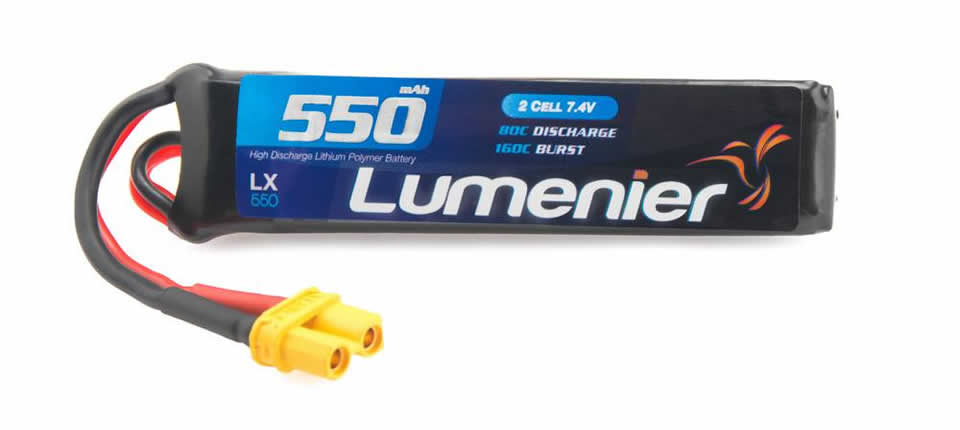 120 - Lumenier 7.4V 550mAh 2S 80C LiPo Battery (XT30 Plug)