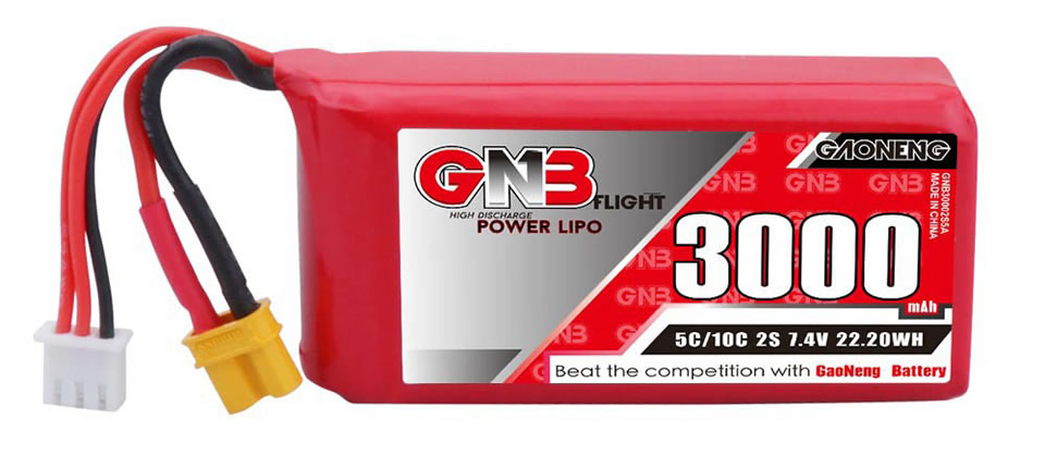13 8 - High-Energy Performance: GNB 7.4V 3000mAh 5C 2S LiPo Battery
