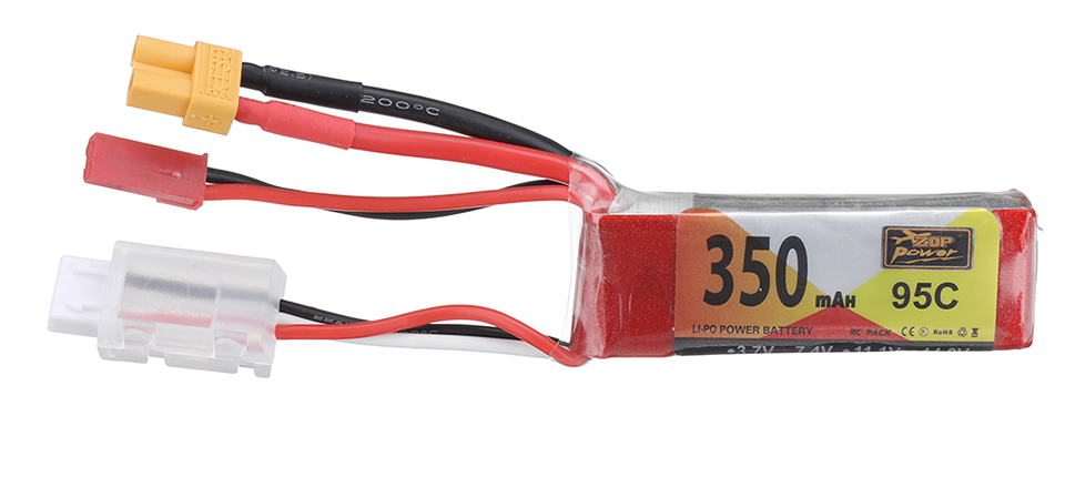 16 10 - ZOP POWER 7.4V 350mAh 95C 2S LiPo Battery