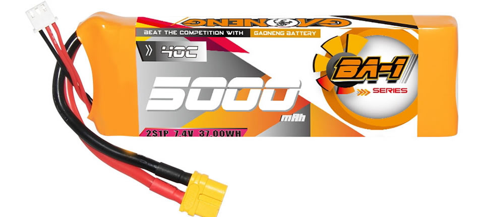 18 8 - Gaoneng GNB 7.4V 5000mAh 40C 2S LiPo Battery
