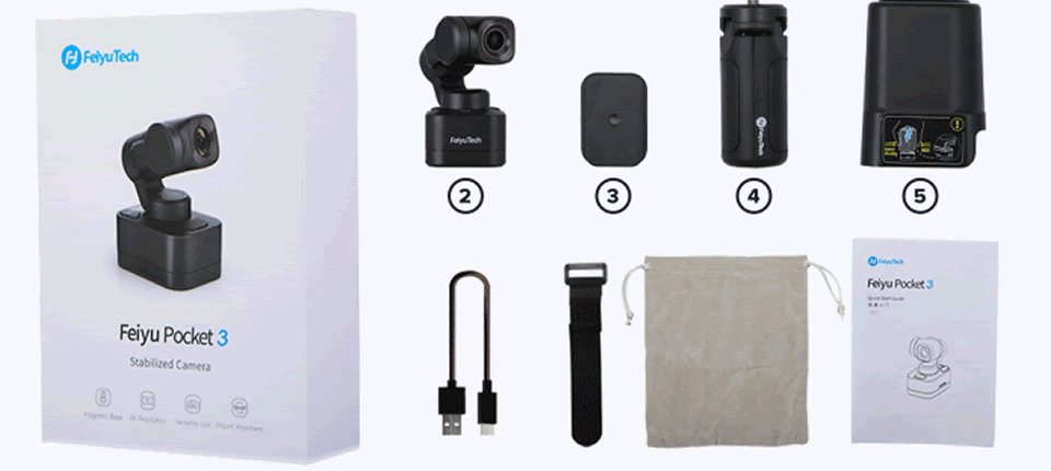 19 - Feiyu Pocket 3 Cordless Detachable 3-Axis Stabilizer Gimbal Camera