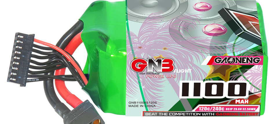 3 7 - GAONENG GNB 8S 29.6V 1100mAh 120C Graphene LiPo Battery