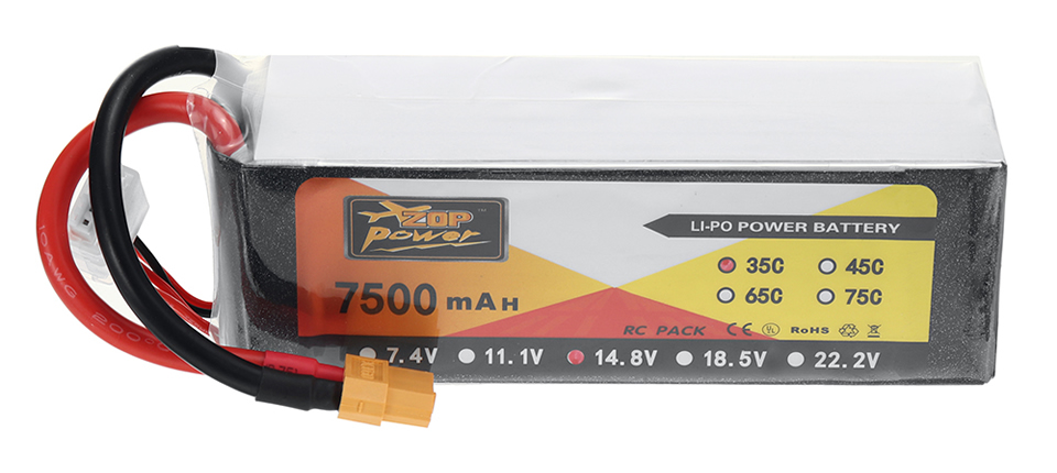 44 7 - ZOP Power 14.8V 7500mAh 35C 4S1P LiPo Battery
