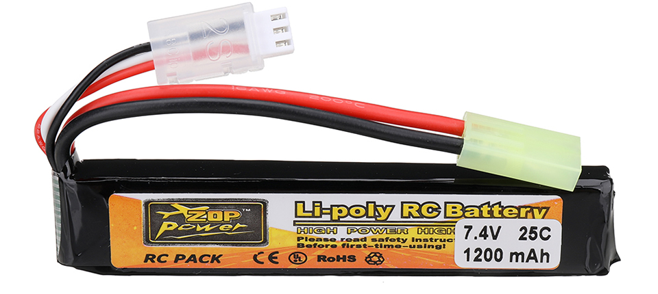 48 6 - ZOP Power 7.4V 1200mAh 25C 2S LiPo Battery