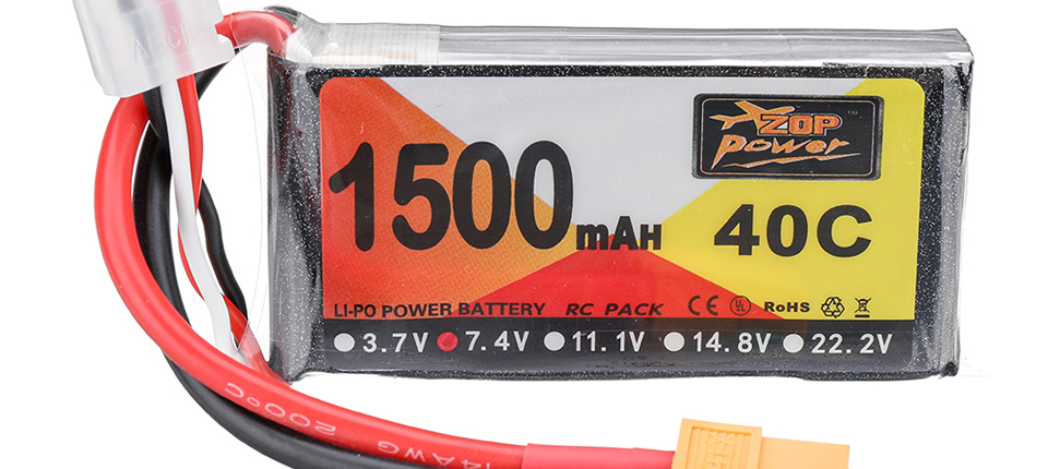 75 4 - ZOP Power 7.4V 1500mAh 40C 2S LiPo Battery